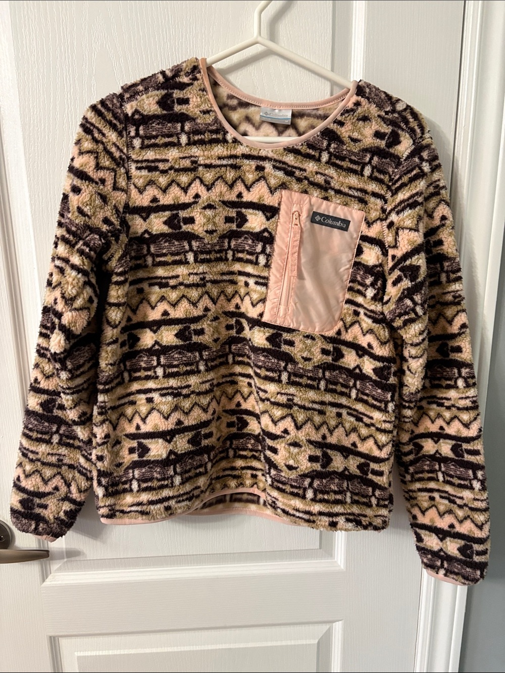 Columbia Pink and Brown Aztec Fleece Pullover